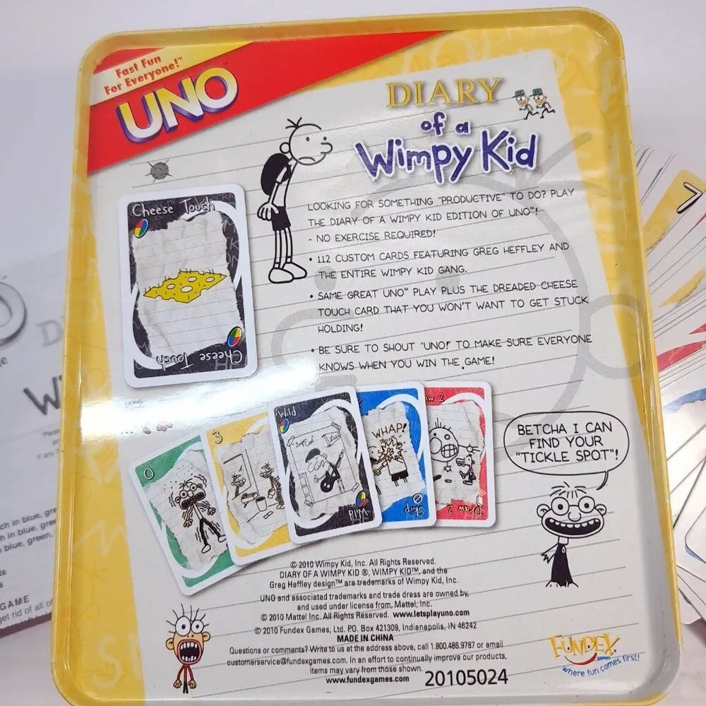 UNO Card Game‎ DIARY of a WIMPY KID in COLLECTIBLE metal TIN COMPLETE 2010 kids